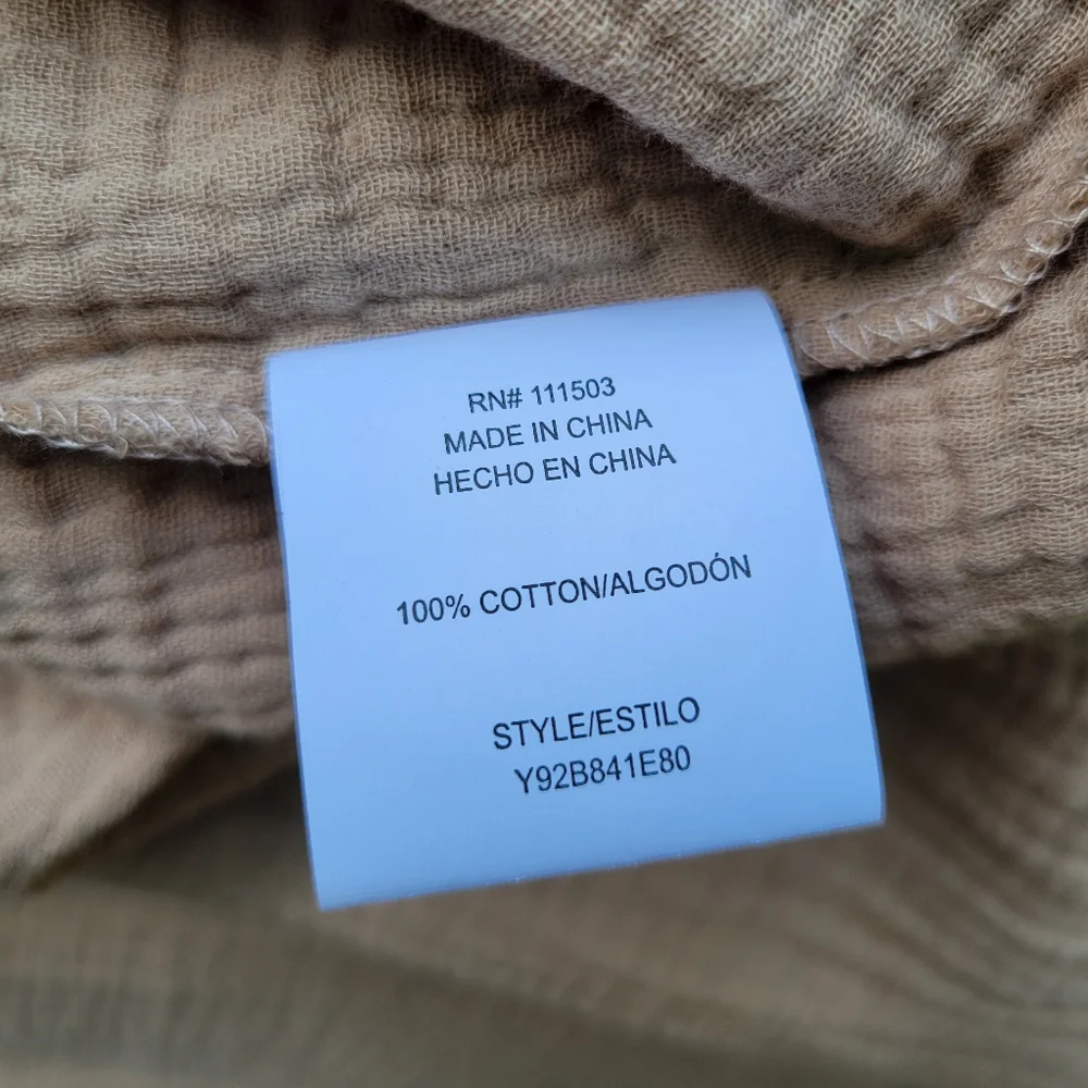 NWT Luxology Taupe Cotton Gauze Dress XL | Coastal Neutral V Neck Boho - Picture 12 of 13